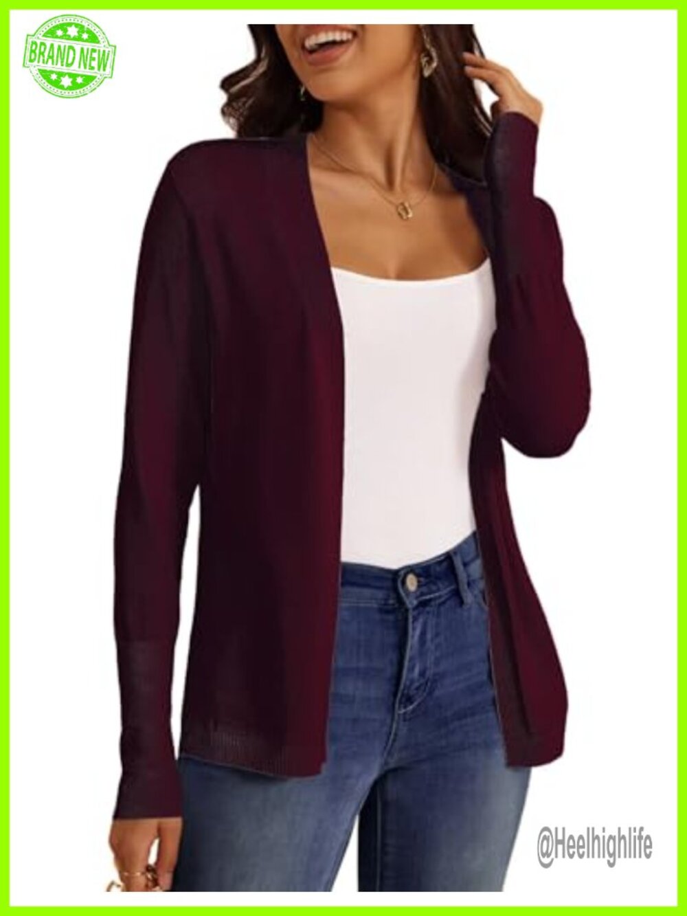 Womens Cropped Open Front Cardigan Long Sleeve Lightweight Knit Sweater
